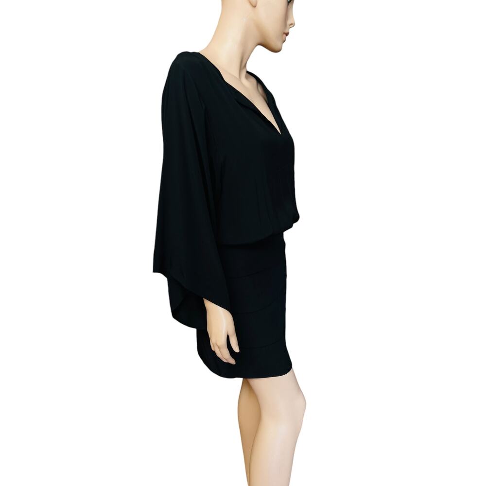 Farm Rio Black Mini Dress Wide Kimono Sleeves Size Small 100% Viscose V-Neck - Picture 8 of 13